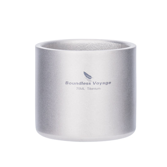 Boundless Voyage 75ml Pure Titanium Double-Wall Mug | Lightweight Heat Resistant Coffee & Tea Cup with Storage Bag, Portable Drinkware for Backpacking, Hiking, Picnic, Travel & Daily Use  Ti3045D