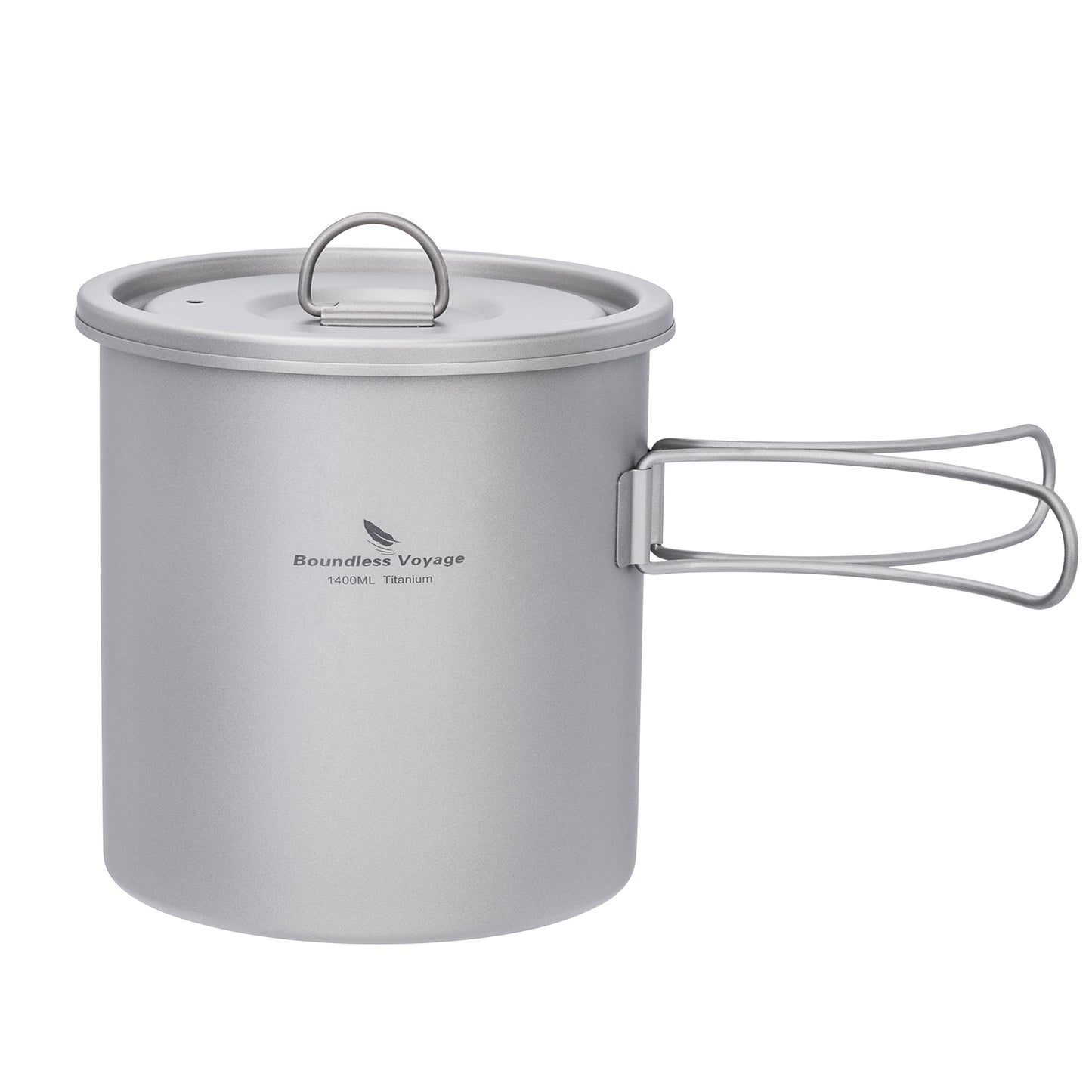 Boundless Voyage 1400ml Pure Titanium Camping Pot | Ultralight Backpacking Cookware with Lid & Foldable Handle for Hiking Camping