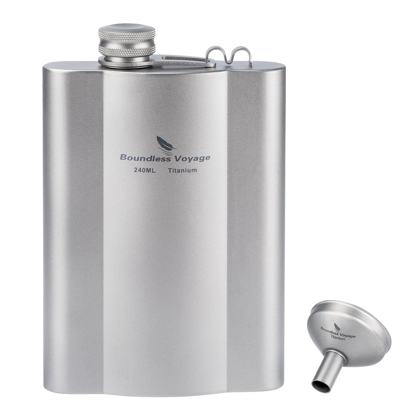 Boundless Voyage Titanium Hip Flask 180ml / 240ml Rust-Free Ultralight Small Liquor Flask Bottle for Whiskey Vodka Wine Outdoor Portable Travel Outdoor Ti3071D / Ti3072D/ Ti3073D