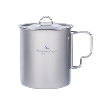 compare product Boundless Voyage750ml Single Wall Titanium Cup with Lid | Ultralight Portable Camping Mug Pot for Tea Coffee EDC Hiking Ti3037D