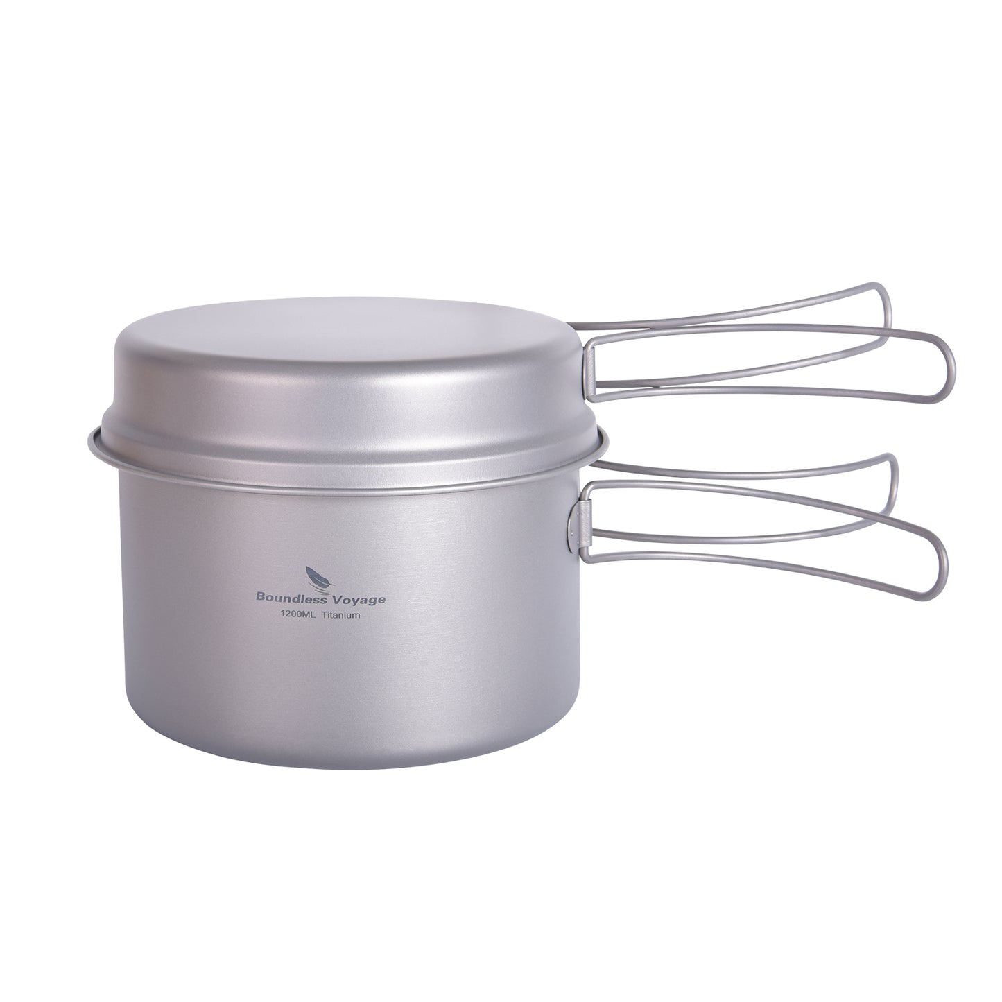 Boundless Voyage Outdoor Titanium Pot with Pan Set, Collapsible Folding Handle Portable Cookware for Camping Hiking Backpacking Cooking Ti2110C