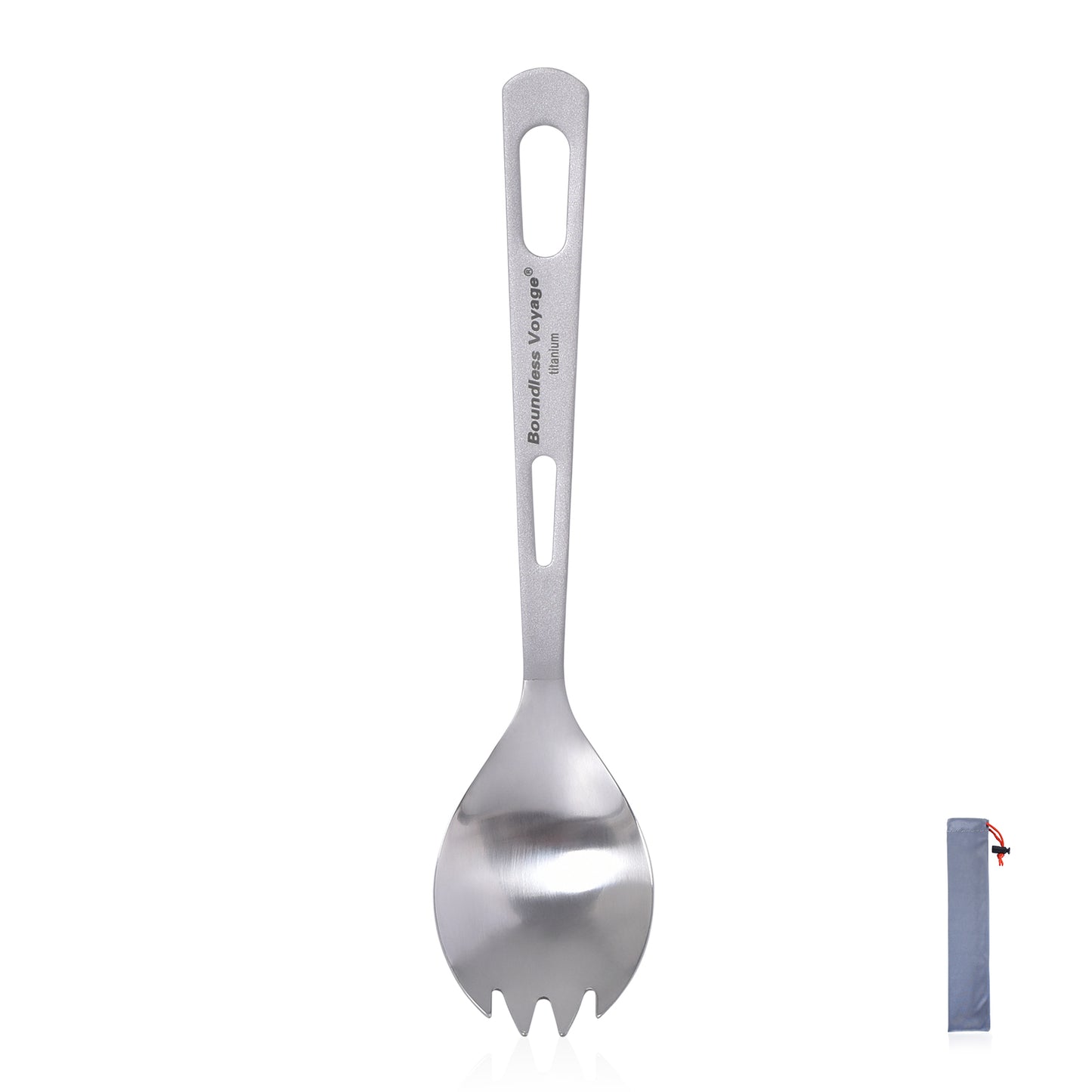 Boundless Voyage Ultralight Titanium Spork with Polished Head and Matte‑Finished Handle, Great for Salad, Noodles & Curry, Portable Cutlery for Outdoor Travel, Office, School and Household Use Ti1044T