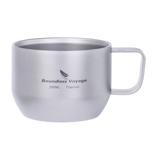Boundless Voyage 200ml Double-Wall Pure Titanium Mug, Ultralight Portable Coffee & Tea Cup for Camping, Travel & Outdoor Picnic Ti3086D
