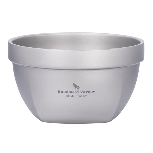 Boundless Voyage Sandblasted Double Walled Pure Titanium Bowl 500ml / 800ml | Ultralight Portable Metal Tableware for Oatmeal, Rice, Soup, Outdoor Camping & Daily Home Use Ti1161T-Ti1163T