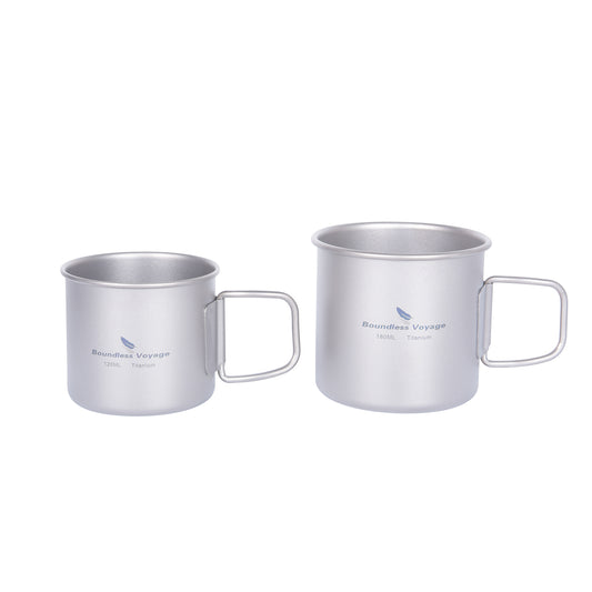 Boundless Voyage Ultralight Titanium Cup Set 120ml + 180ml, Lid-Free Portable Tea Wine Beer Coffee Mug for Camping & Travel Ti3053D