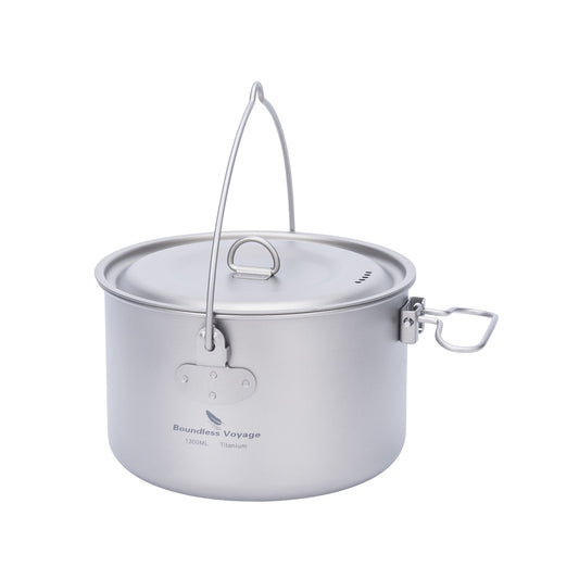 Boundless Voyage Titan-Hängetopf für Outdoor-Camping Rucksacktouren Wandern Ultraleichter tragbarer Kochtopf Campingküche Kochgeschirr 1300ML/1950ML/2900ML Ti2043C-Ti2045C