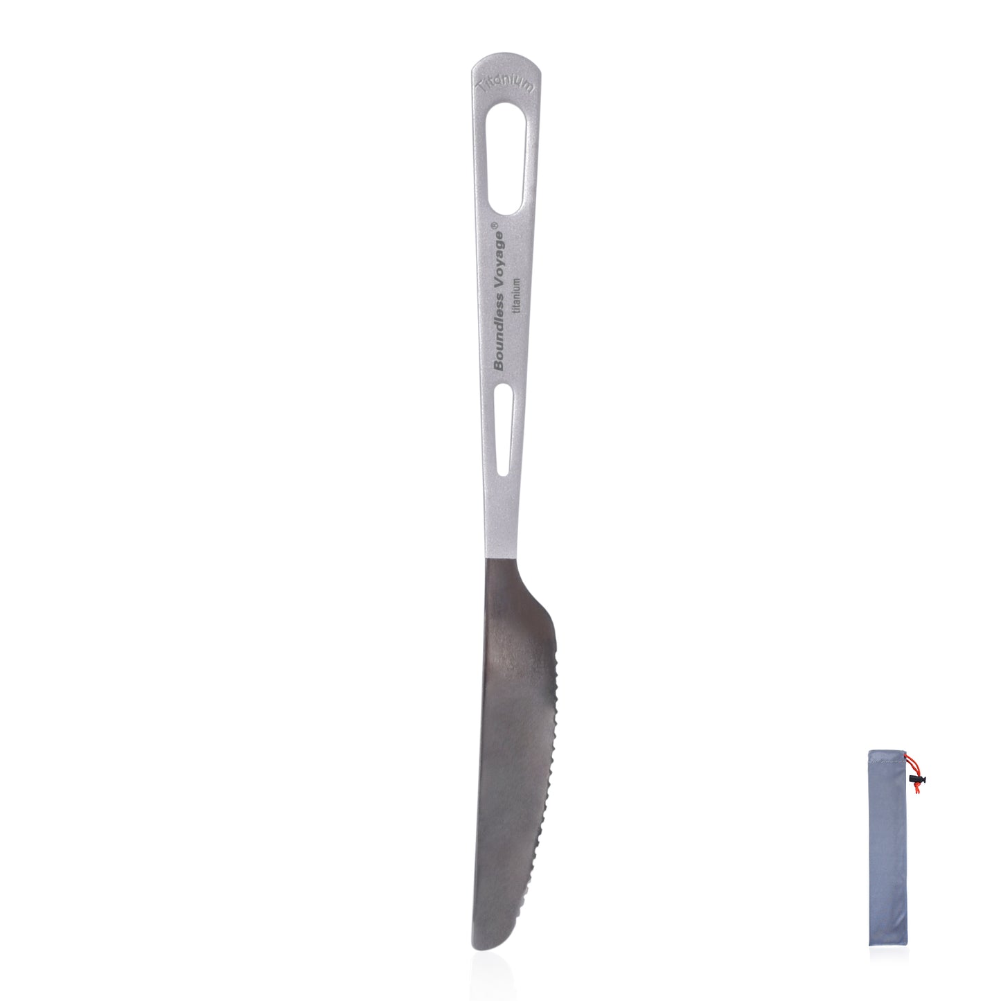 Boundless Voyage Ultralight Titanium Dinner Knife with Polished Blade and Matte‑Finished Handle, Ideal for Steak, Portable Cutlery for Outdoor Travel, Office, School and Household Use Ti1043T
