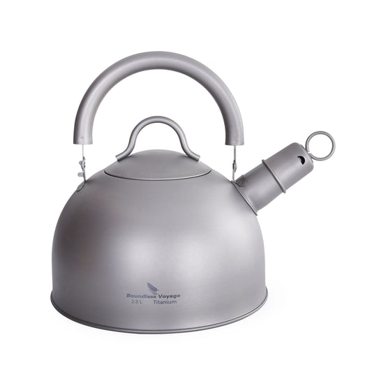 Boundless Voyage 2L Titanium Tea Kettle with Whistle, Stovetop Camping Kettle for Hiking Outdoor Home Kitchen Ti3097D