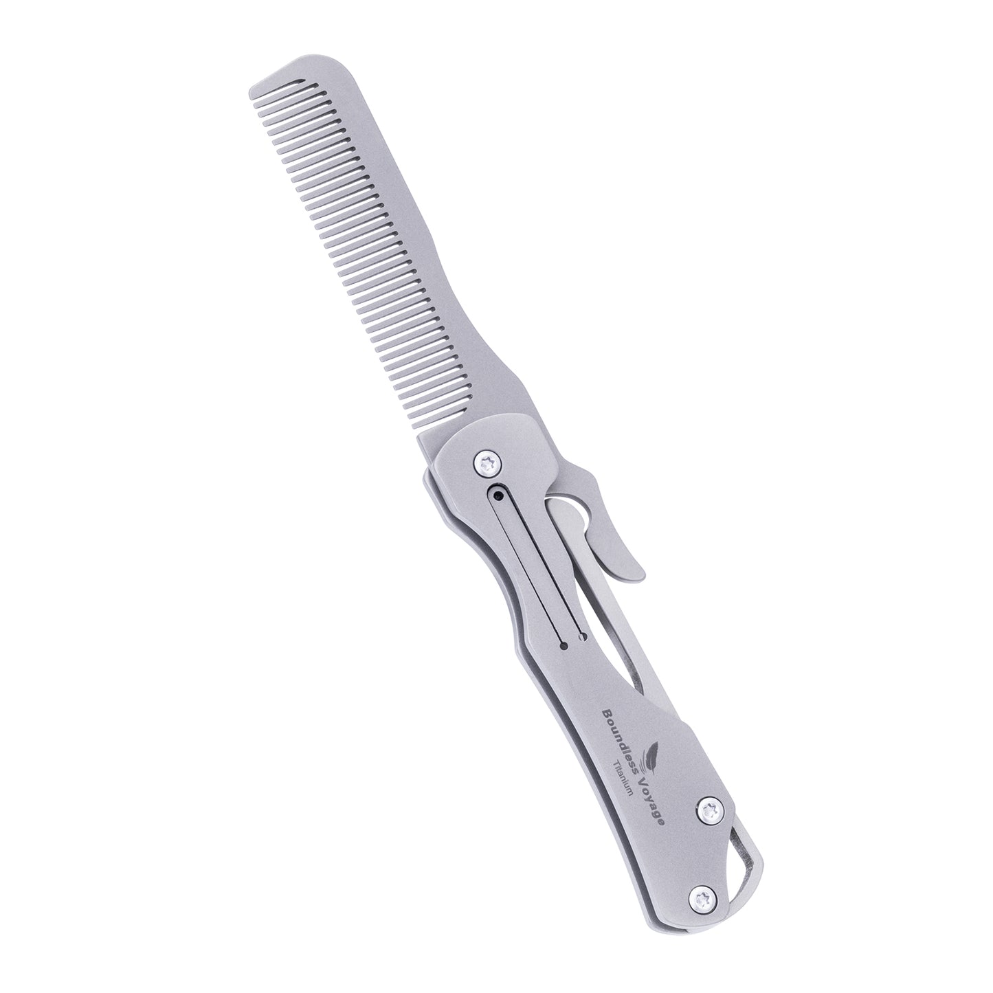 Boundless Voyage Titanium Hair Styling & Beard & Mustache Folding Pocket Comb, Portable EDC Accessories for Men and Women Ti9011O
