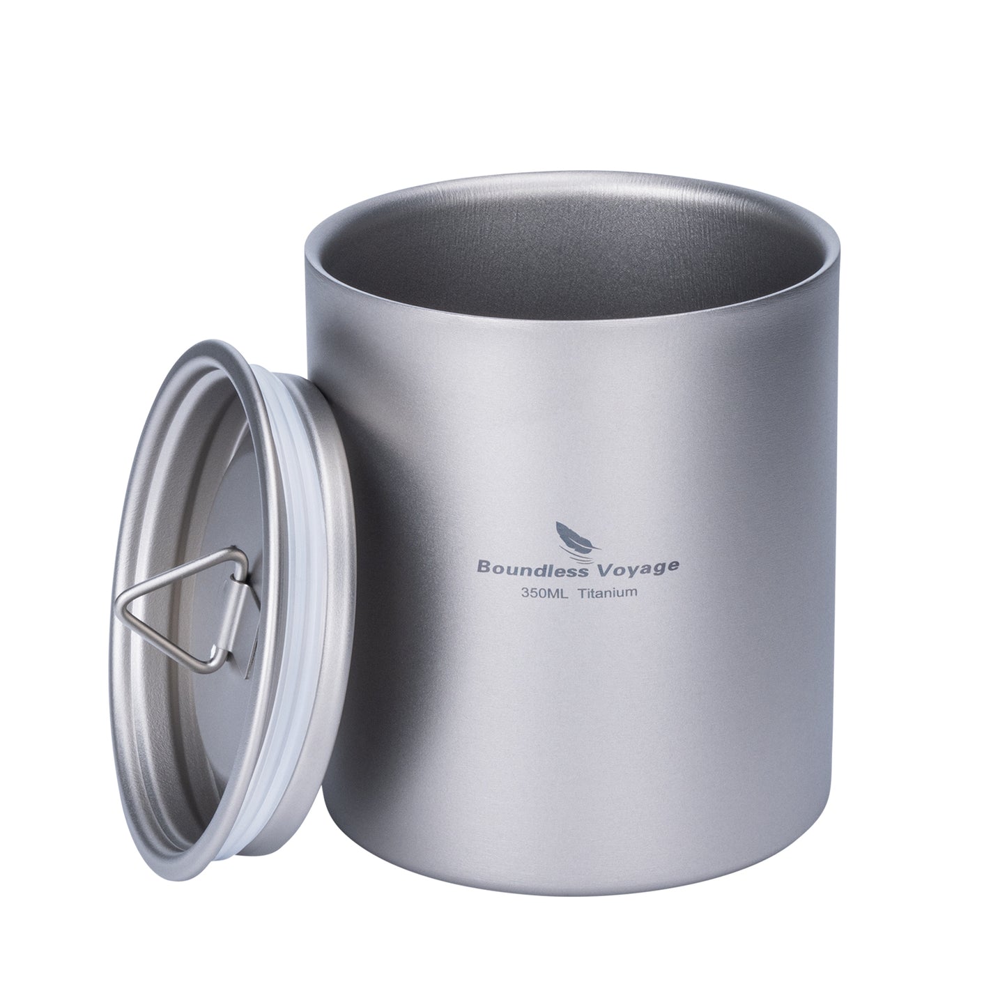 Boundless Voyage 350ml Pure Titanium Double Walled Cup with Lid | Ultralight Anti-Scald Insulated Coffee Mug for Outdoor Camping Hiking Home Office Use Ti3022D