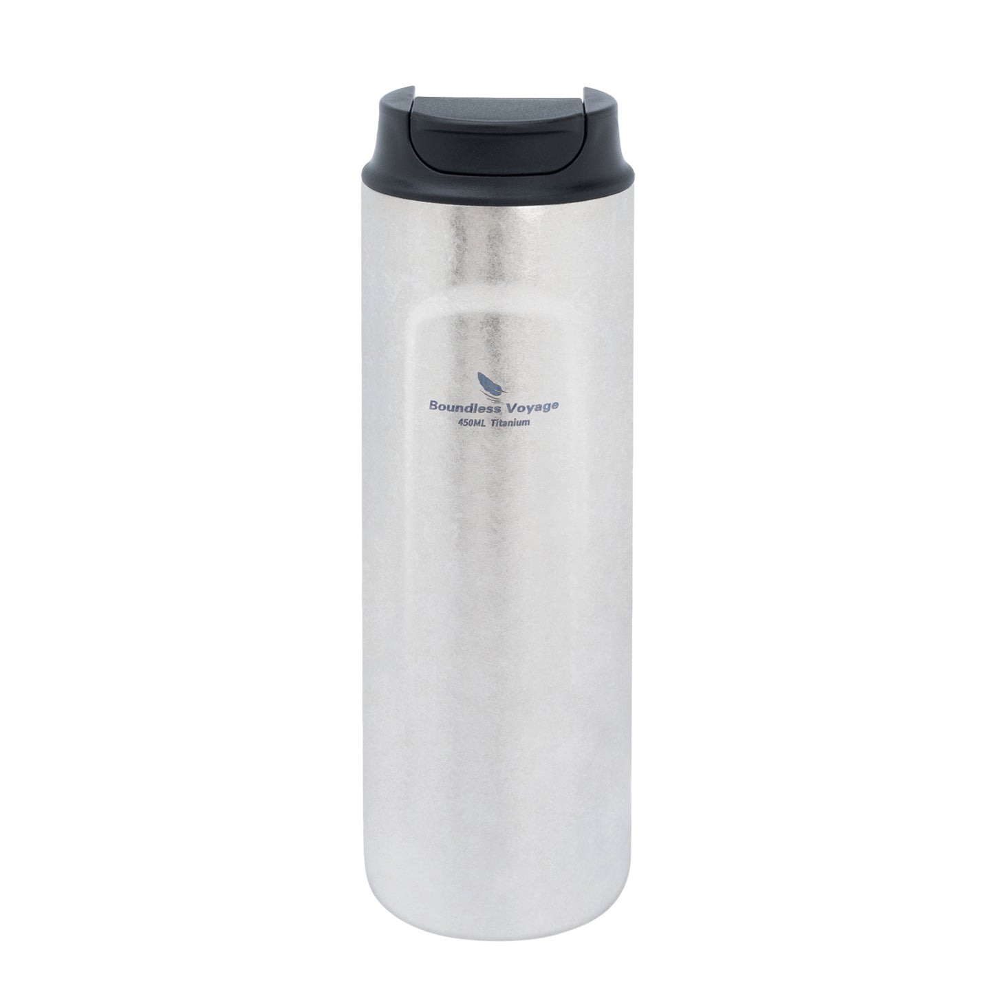 Boundless Voyage 450ml Double-Walled Insulated Titanium French Press Coffee Tumbler with Lid, Portable Filter Coffee Mug for Travel Daily Use Ti3255D