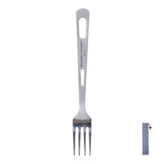 Boundless Voyage Ultralight Titanium Fork with Polished Tines and Matte‑Finished Handle, Ideal for Steak, Noodles and Various Meals, Portable Cutlery for Outdoor Travel, Office, School and Daily Household Use Ti1042T