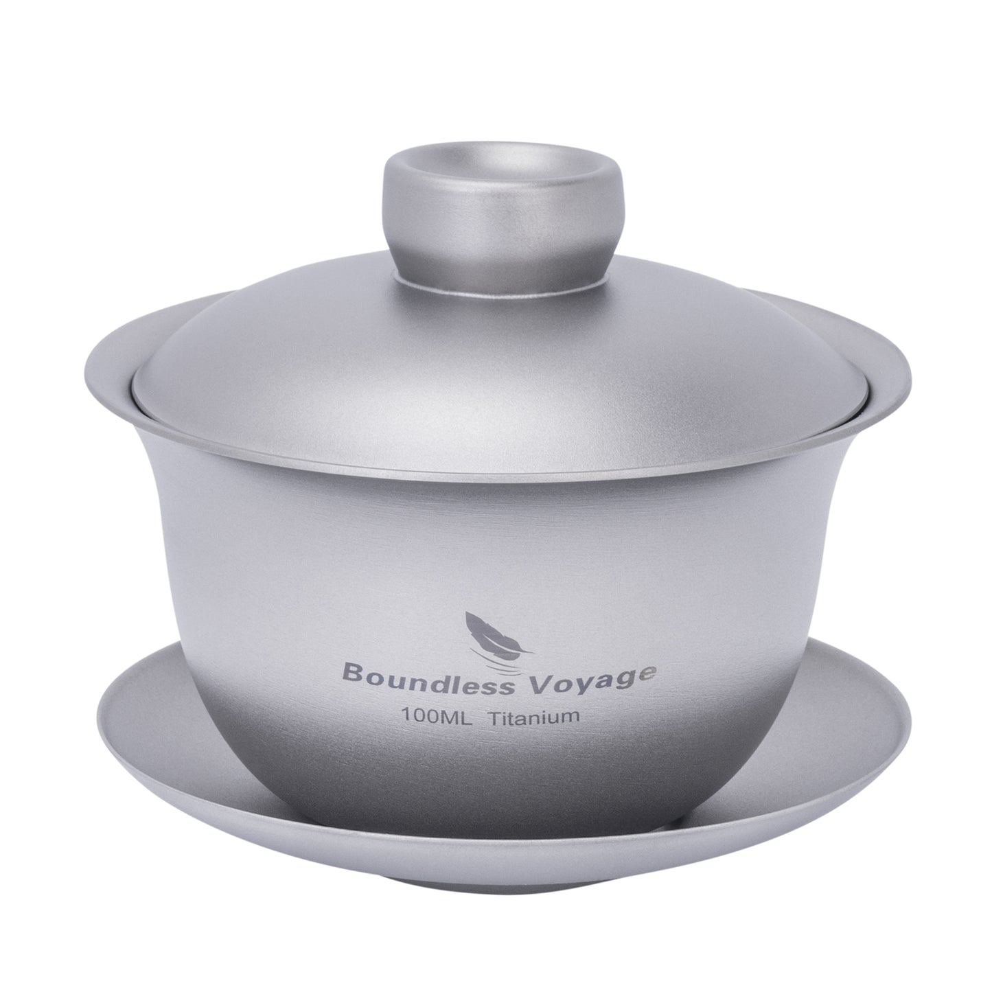 Boundless Voyage 100ml Titanium Double-Walled Gaiwan, Traditional Chinese Three-Talent Triad Covered Tea Bowl, Anti-Scald Kung Fu Tea Set for Home Tea Brewing Ti3143D
