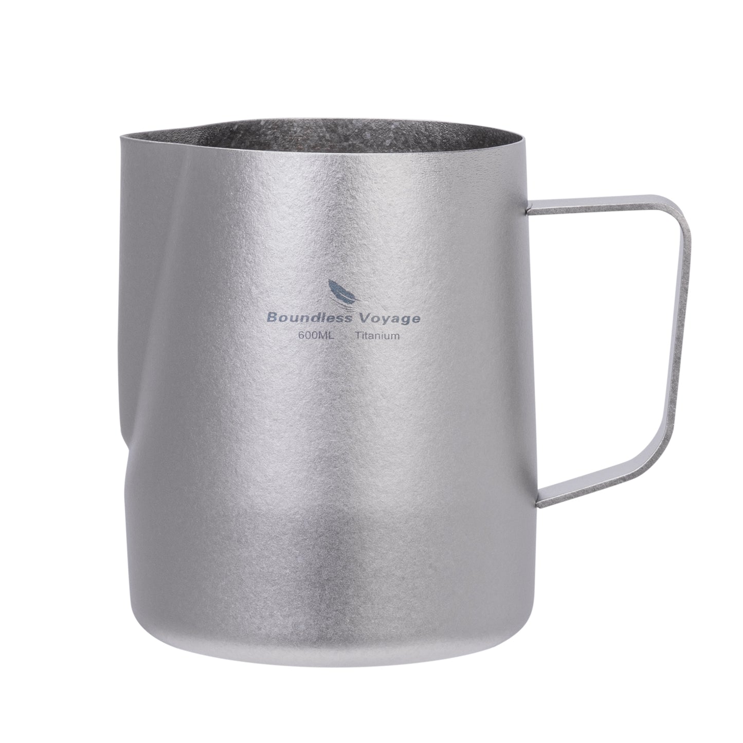 Boundless Voyage 600ml Pure Titanium Milk Frothing Pitcher, Espresso Steam Jug with Round Spout, Barista Latte Art Coffee Cup Ti3239D