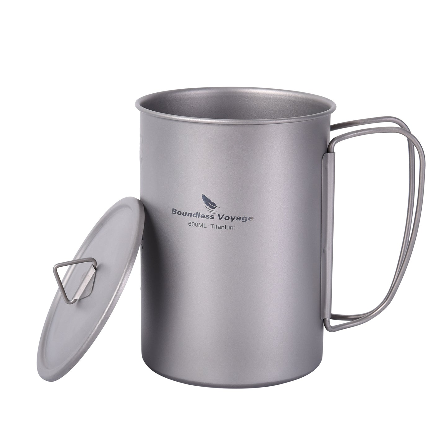 Boundless Voyage Pure Titanium Cup with Flat Lid | Ultralight Portable Coffee Tea Wine Mug, Outdoor Tableware for Backpacking Hiking Camping Picnic Ti3049D