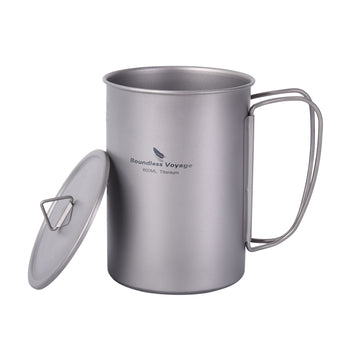 compare product Boundless Voyage Pure Titanium Cup with Flat Lid | Ultralight Portable Coffee Tea Wine Mug, Outdoor Tableware for Backpacking Hiking Camping Picnic Ti3049D