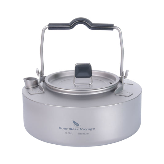 Boundless Voyage Titanium 700 ml Wasserkocher mit Klappgriff Outdoor Camping Ultraleichter tragbarer Teekessel Teekanne Ti3100D