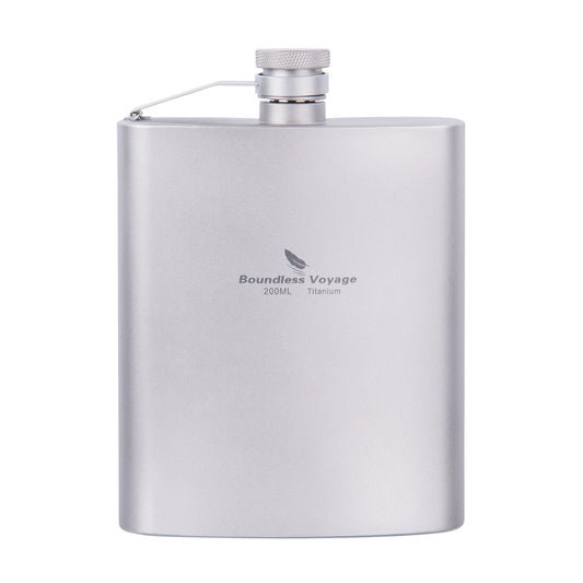 Boundless Voyage Titan Ultraleicht-Flachmann 200ml tragbare Weinflasche mit Trichter Camping Picknick Taschen-Whisky Alkohol Getränkezubehör Ti3061D-Ti3062D
