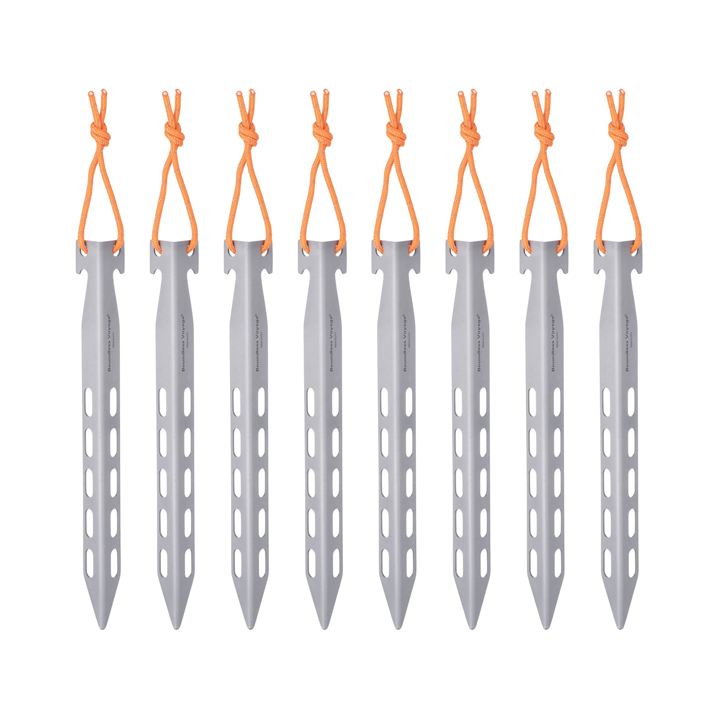 Boundless Voyage 20cm / 7.8in V-Shape Titanium Tent Stakes | Ultralight Heavy Duty Ground Pegs, Outdoor Camping Awning Canopy Accessories, 8Pcs Pack Ti4011P