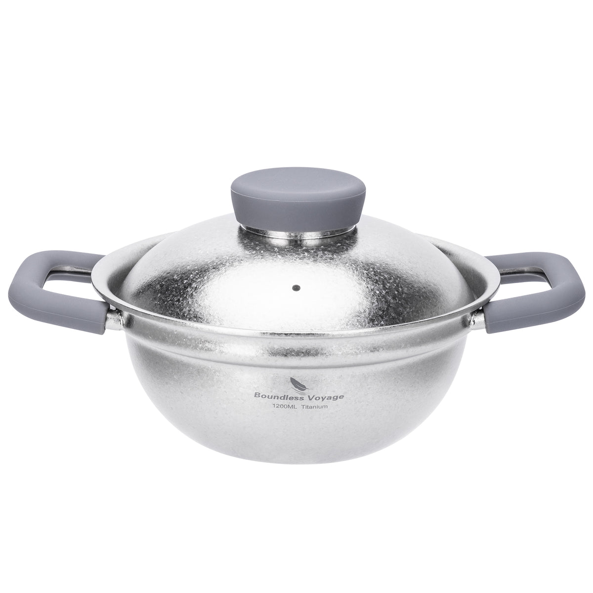 Front view of Boundless Voyage 1.2L titanium cooking pot Ti2118C on white background