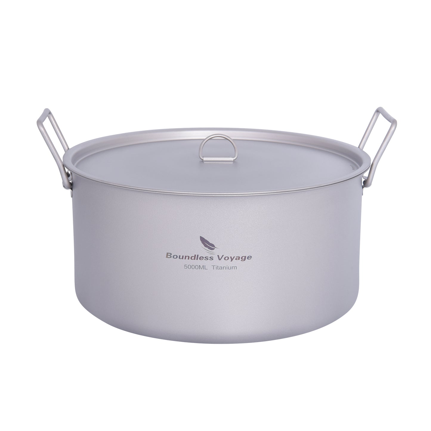 Boundless Voyage 5L Titanium Stock Pot with Lid & Folding Handle, Large Capacity Portable Soup Pot for Outdoor Camping Hiking Picnic & Home Kitchen Ti2104C