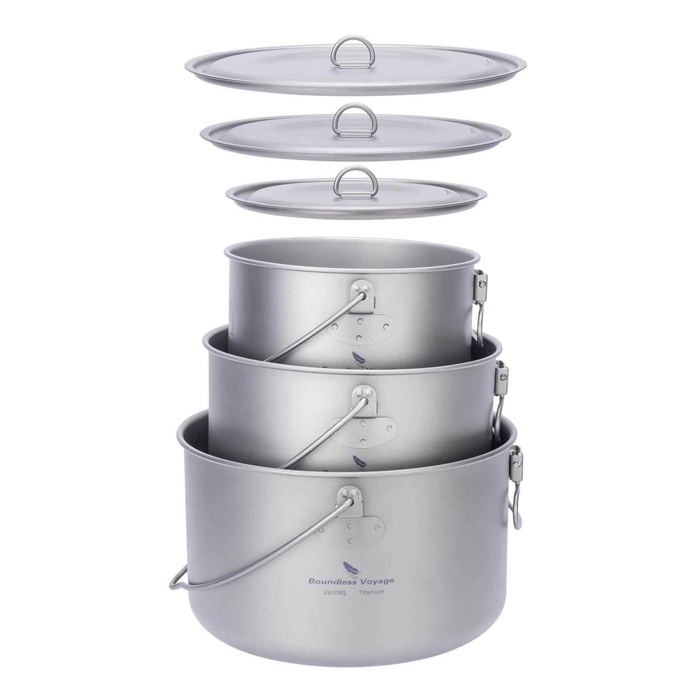 Boundless Voyage Titanium Hanging Pot for Outdoor Camping Backpacking Hiking Ultralight Portable Cooking Pot Camp Kitchen Cookware 1300ML/1950ML/2900ML Ti2043C-Ti2045C