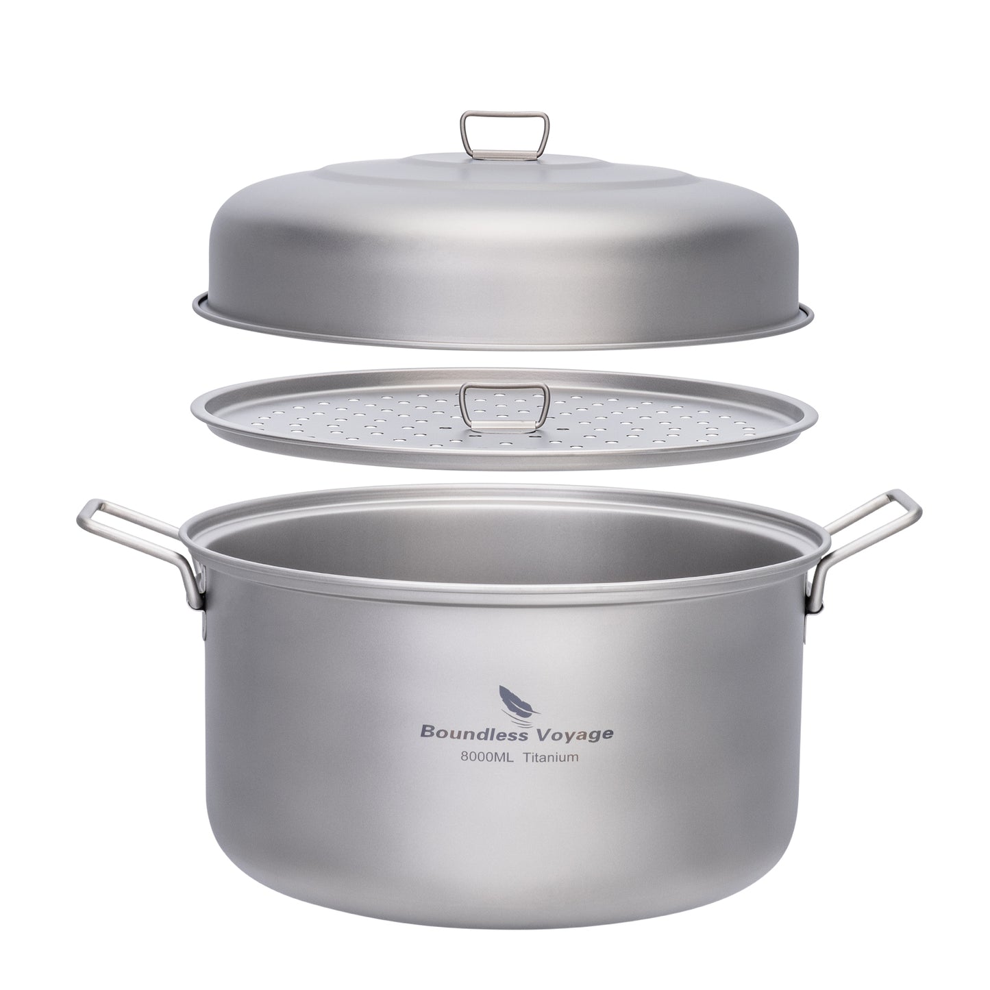 Boundless Voyage Titanium Steamer & Soup Hanging Pot, Lightweight Portable Cookware Kit for Outdoor Camping Hiking Picnic Travel & Household Kitchen Ti2115C