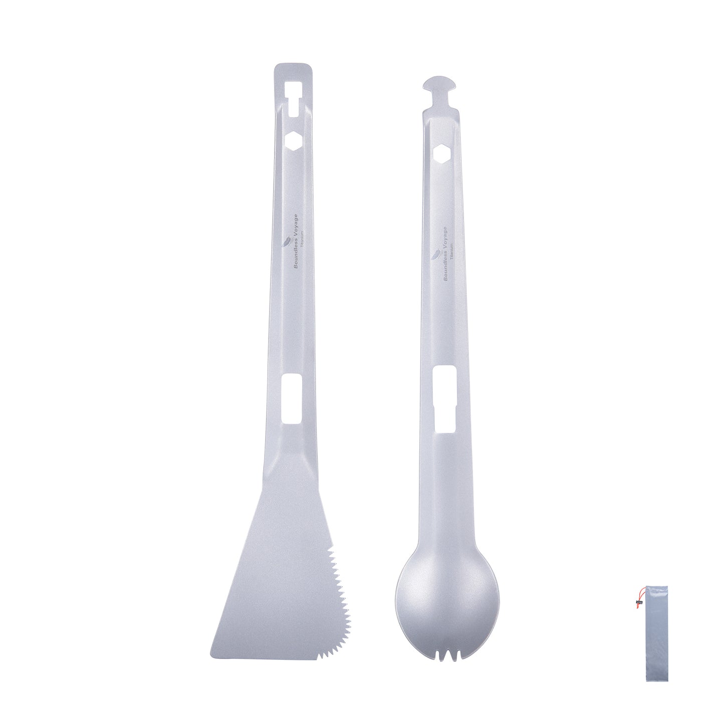Boundless Voyage Titanium Alloy 4-in-1 Multi Utensil, Integrated Tong Spork Shovel Spatula, Lightweight Portable Cookware for Camping Backpacking Travel Outdoor Cooking Ti1080T