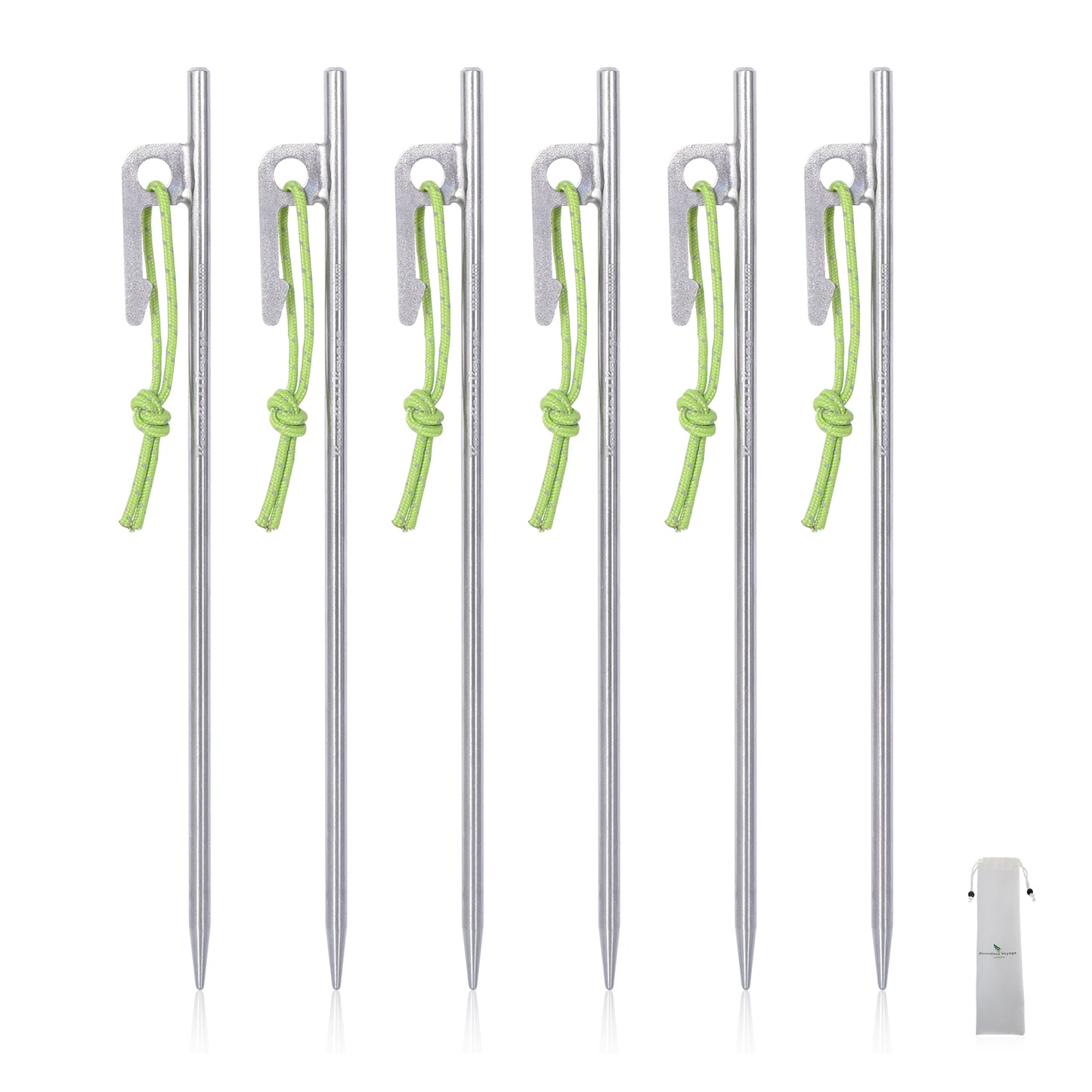 Boundless Voyage 20cm Pure Titanium Tent Stakes 6Pcs | Ultralight Heavy Duty Tent Pegs for Hard Soil, Snowfield & Grassland, Multi-Purpose Accessories for Camping, Hiking, Climbing & Garden Plant Support Ti4014P