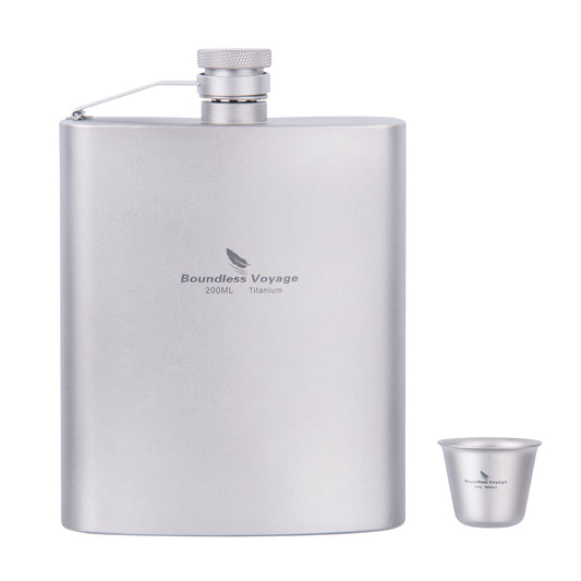 Boundless Voyage Titanium Ultralight Hip Flask 200ml Portable Wine Bottle with Funnel Camping Picnic Pocket Whiskey Alcohol Drinkware Accessories Ti3061D-Ti3062D