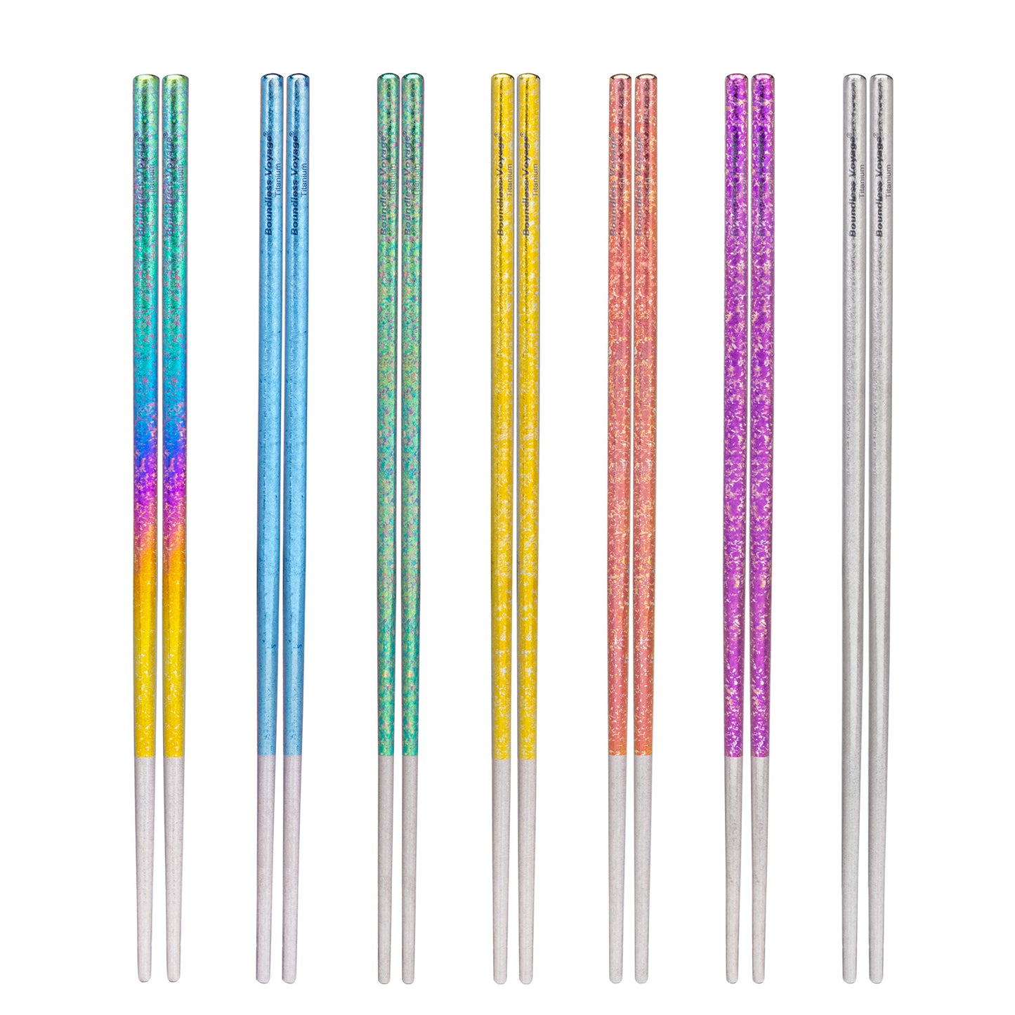 Boundless Voyage 23cm Colorful Pure Titanium Chopsticks | Ultralight Non-Slip Reusable Cutlery with Carry Bag for Camping, Hiking, Travel & Daily Home Use Ti1005T