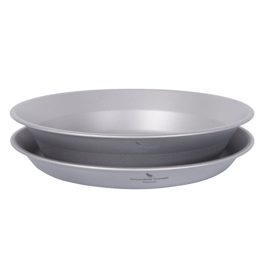 Boundless Voyage Ultralight Titanium Bowl and Plate Set, Portable Outdoor Tableware with Carry Bag & Gift Box for Camping, Hiking & Backpacking Ti1113T