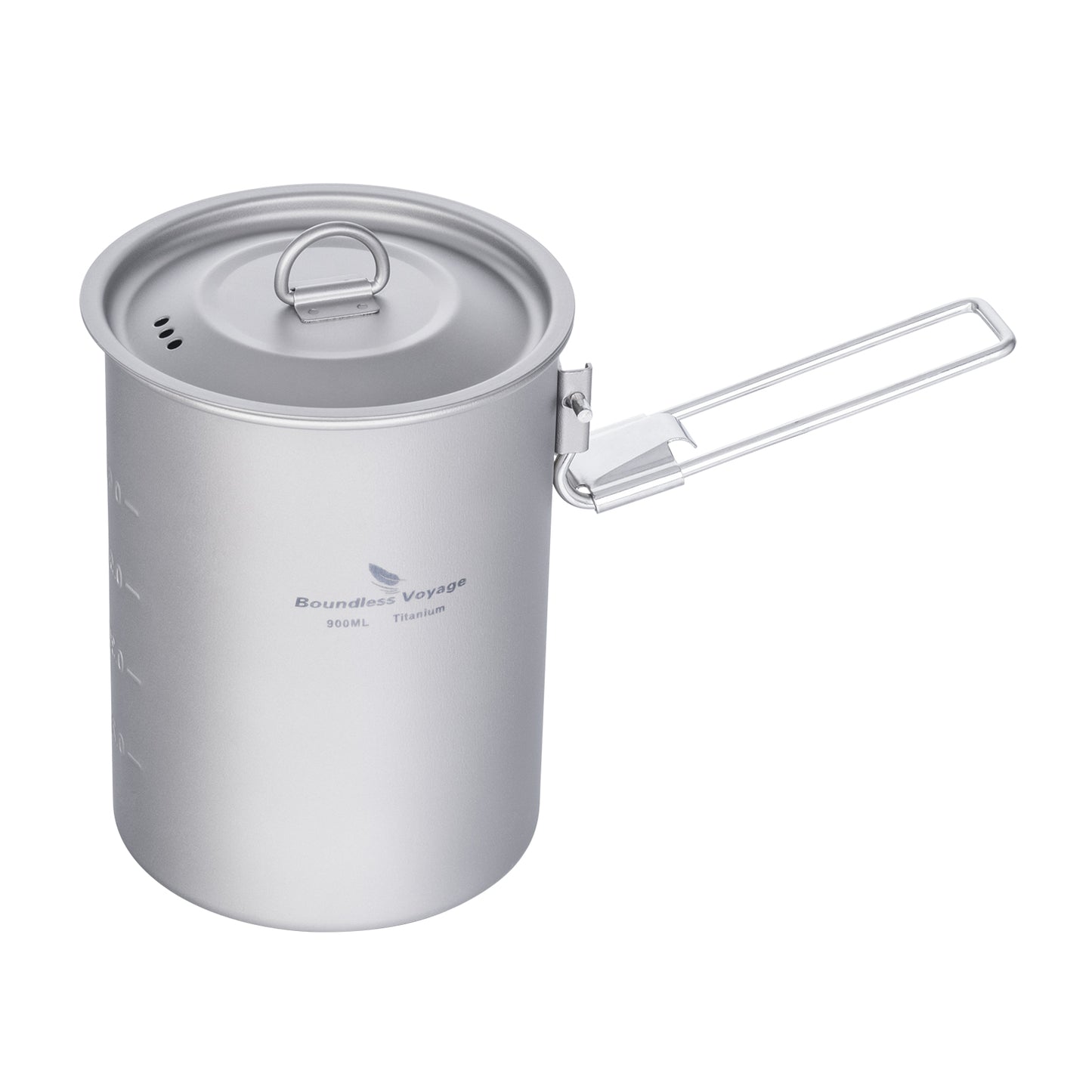 Boundless Voyage Outdoor Camping Titanium Pot Bowl Cup with Lid Folding Handle Hiking Picnic Water Rice Food 900ml Ti2040C