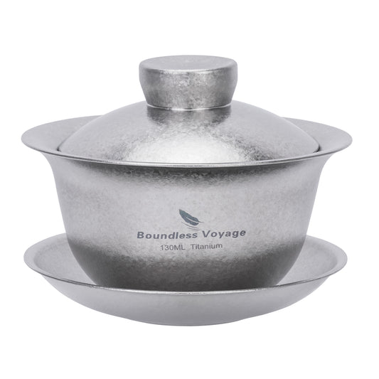 Boundless Voyage 130ml Crystalline Titanium Gaiwan, Three-Talent Kung Fu Tea Bowl, Anti-Scald Tea Set Ti3144D