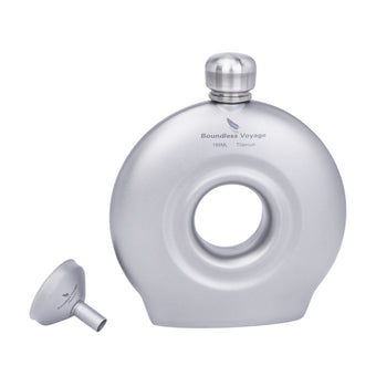 compare product Boundless Voyage 180ml Titanium Hip Flask with Funnel Set Round Wine Bottle Special-shaped Small Pocket Flask Liquor Ti3067D