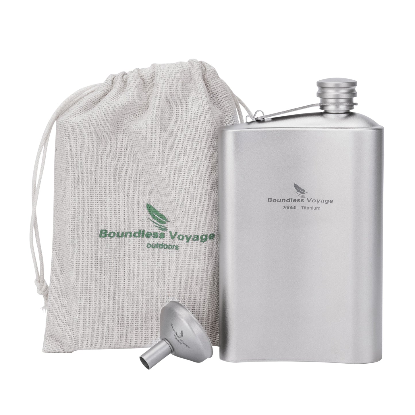 Boundless Voyage Titanium Flask 200ml/250ml Ultralight & Durable Camping Essential - Flavor-Resistant Flask Bottle for Whiskey Vodka Wine Outdoor Travel Equipment Ti3261D/Ti3074D