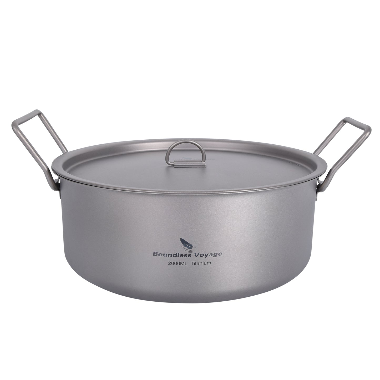 Boundless Voyage 2L Titanium Stock Pot with Lid and Folding Handle, Portable Lightweight Soup Pot for Outdoor Camping Hiking Picnic  Ti2054C