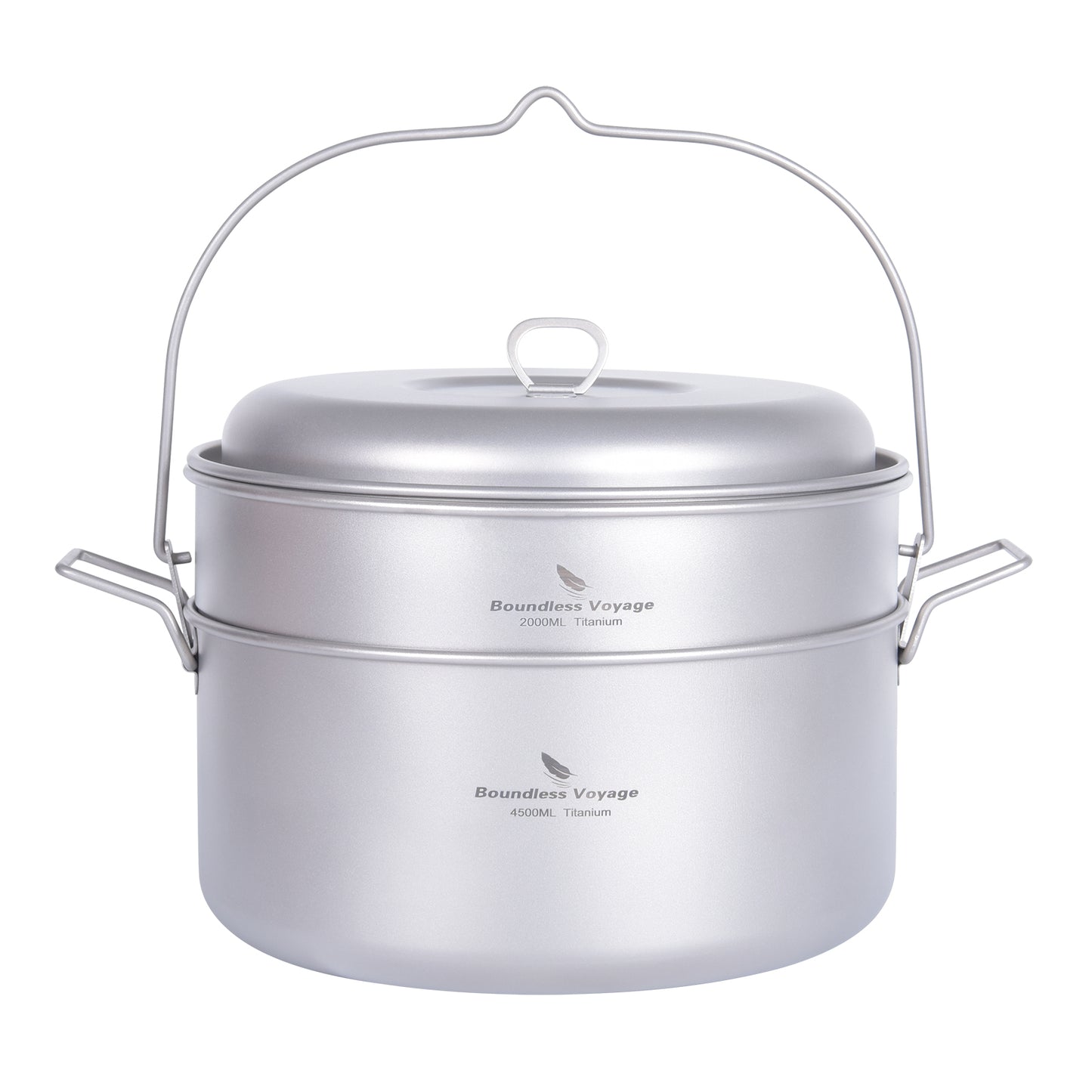 Boundless Voyage Titanium Food Steamer Pan & Stock Soup Pot, Portable Hanging Hot Pot Kitchenware for Outdoor Camping Picnic Travel Household Cooking Ti2112C- Ti2114C