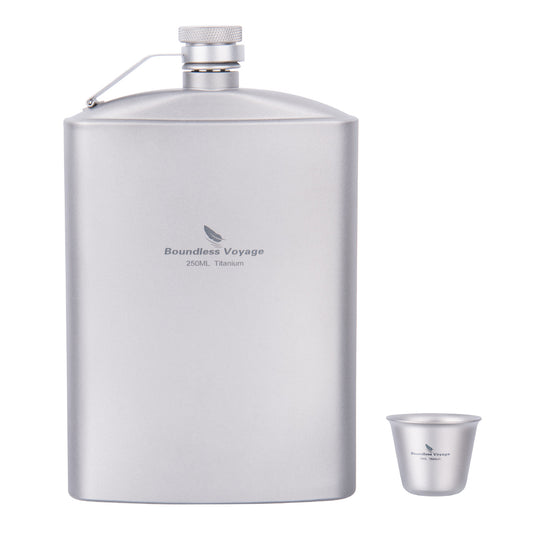 Boundless Voyage Titanium Ultralight Hip Flask 250ml Portable Wine Bottle with Funnel Camping Picnic Pocket Whiskey Alcohol Drinkware Accessories Ti3063D-Ti3064D