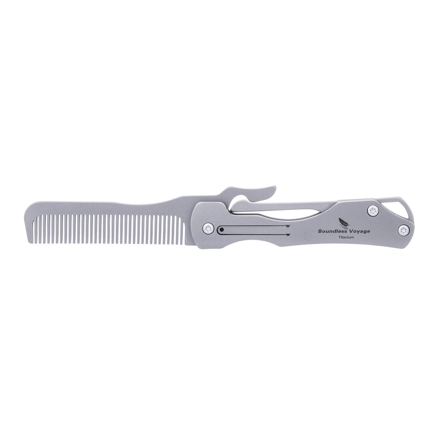 Boundless Voyage Portable Folding Titanium Comb, Multi-Functional Outdoor Self-Defense Survival Gadget for Camping Travel Daily Carry Ti9011O