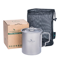 Boundless Voyage750ml Single Wall Titanium Cup with Lid | Ultralight Portable Camping Mug Pot for Tea Coffee EDC Hiking Ti3037D