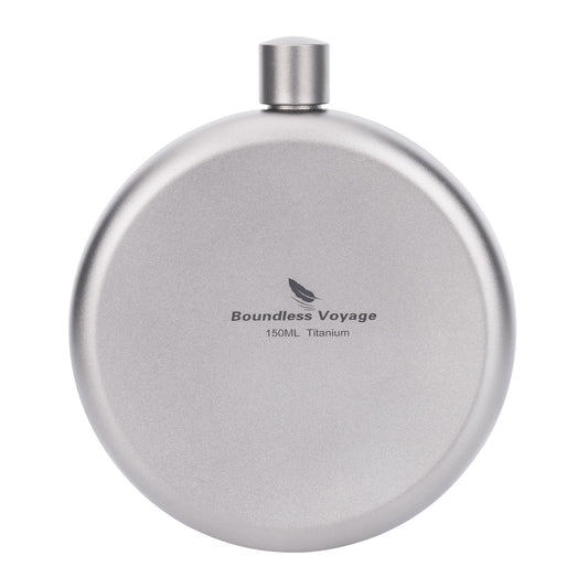Boundless Voyage Titan Ultraleichte Flachmann 150ml Tragbare Weinflasche mit Trichter Camping Picknick Taschen-Whiskey Alkohol-Trinkzubehör Ti3065D-Ti3066D