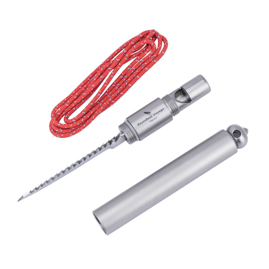 Boundless Voyage Titan Überlebenstriller Tragbare Campingsäge Messer Ahle 4-in-1 EDC Outdoor-Ausrüstung Multifunktionswerkzeug für Wandern, Jagd, Haustiertraining Ti9024O