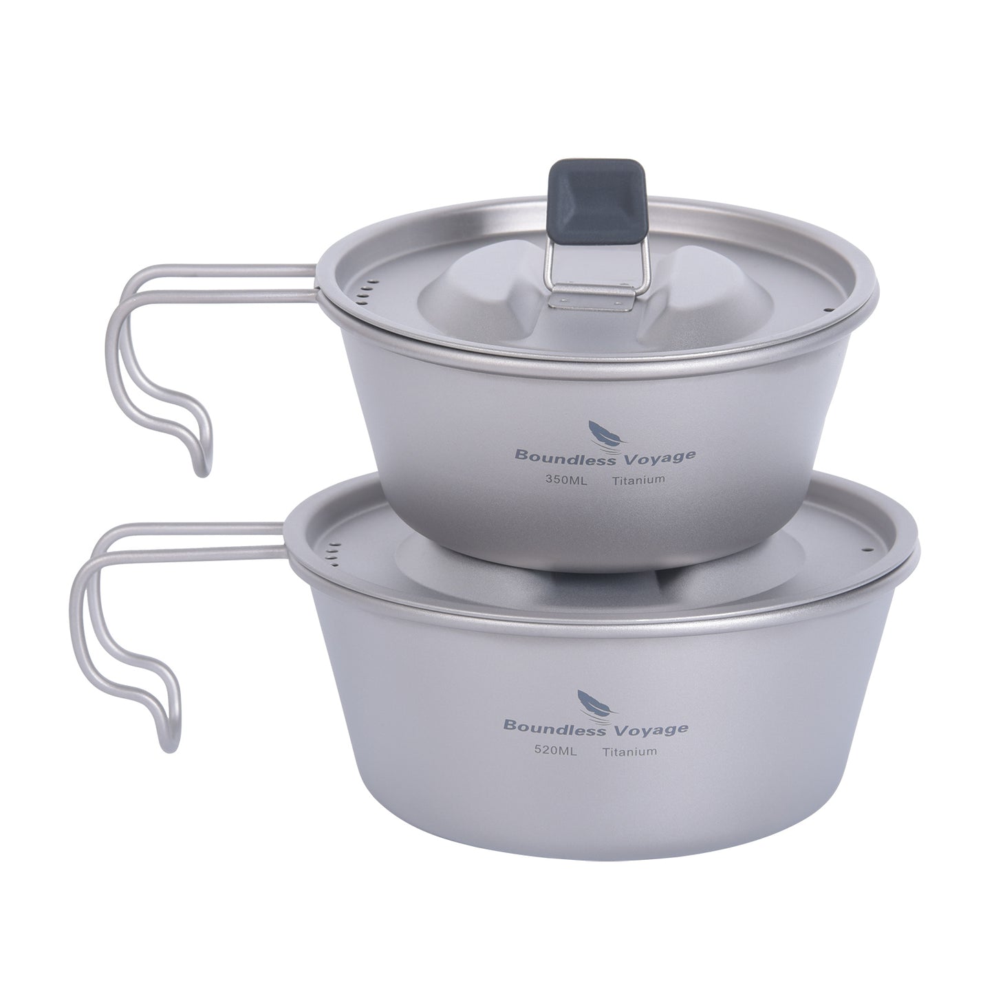 Boundless Voyage Titanium Sierra Bowl Cup with Handle & Lid | Portable Outdoor Camping Tableware Mug, 350ml / 520ml for Hiking Travel  Ti1097T -Ti1099T