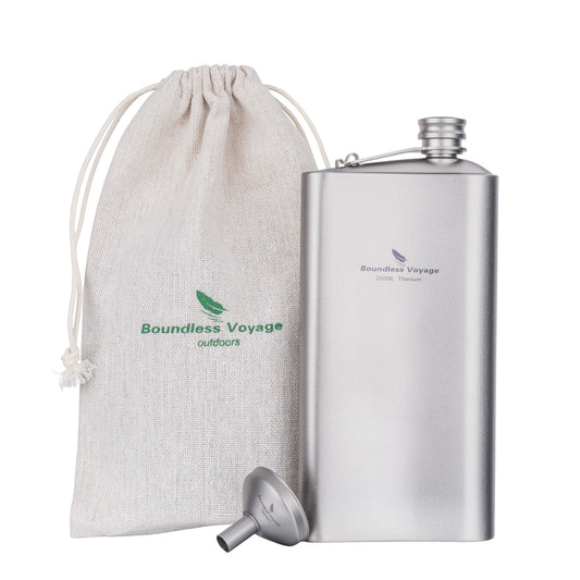 Boundless Voyage 250ml Titanium Hip Flask Ultralight Durable Camping Flask Bottle for Whiskey Vodka Wine Outdoor Travel Equipment Ti3074D