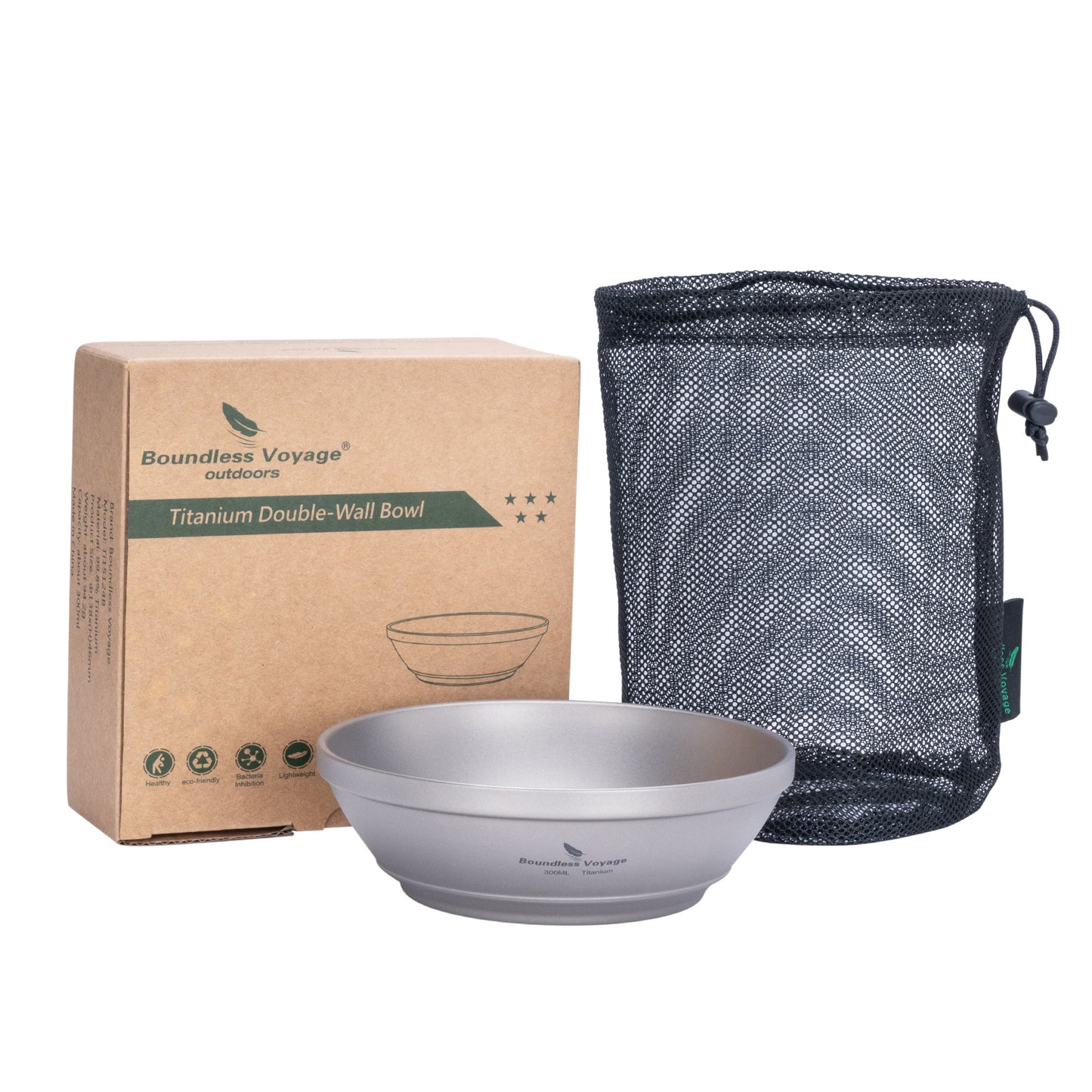 Boundless Voyage 300ml Titanium Double-Wall Bowl, Ultralight Camping Bowl for Hiking Outdoor Home Ti1082T