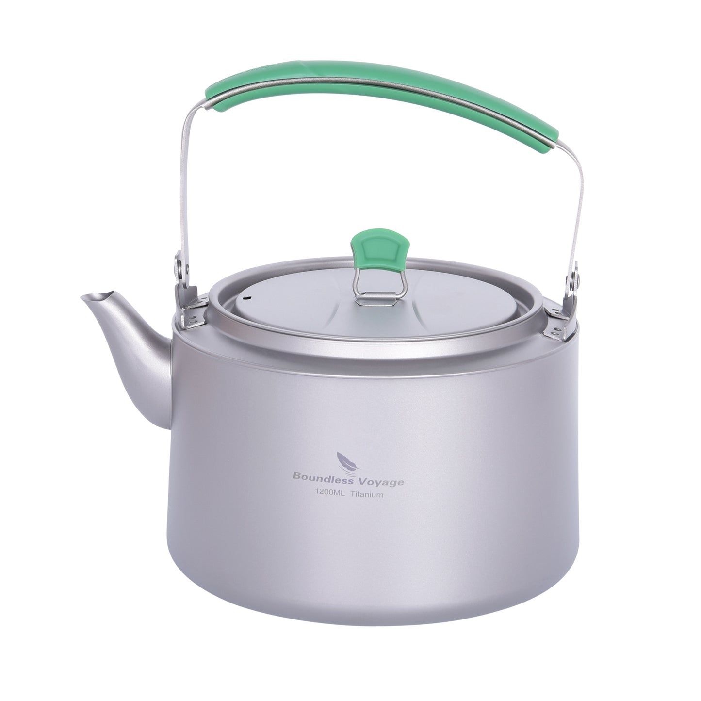 Boundless Voyage 800ml / 1200ml Single-Layer Pure Titanium Kettle with Foldable Handle & Filter, Large Capacity Camping Teapot Ti3101D/Ti3102D