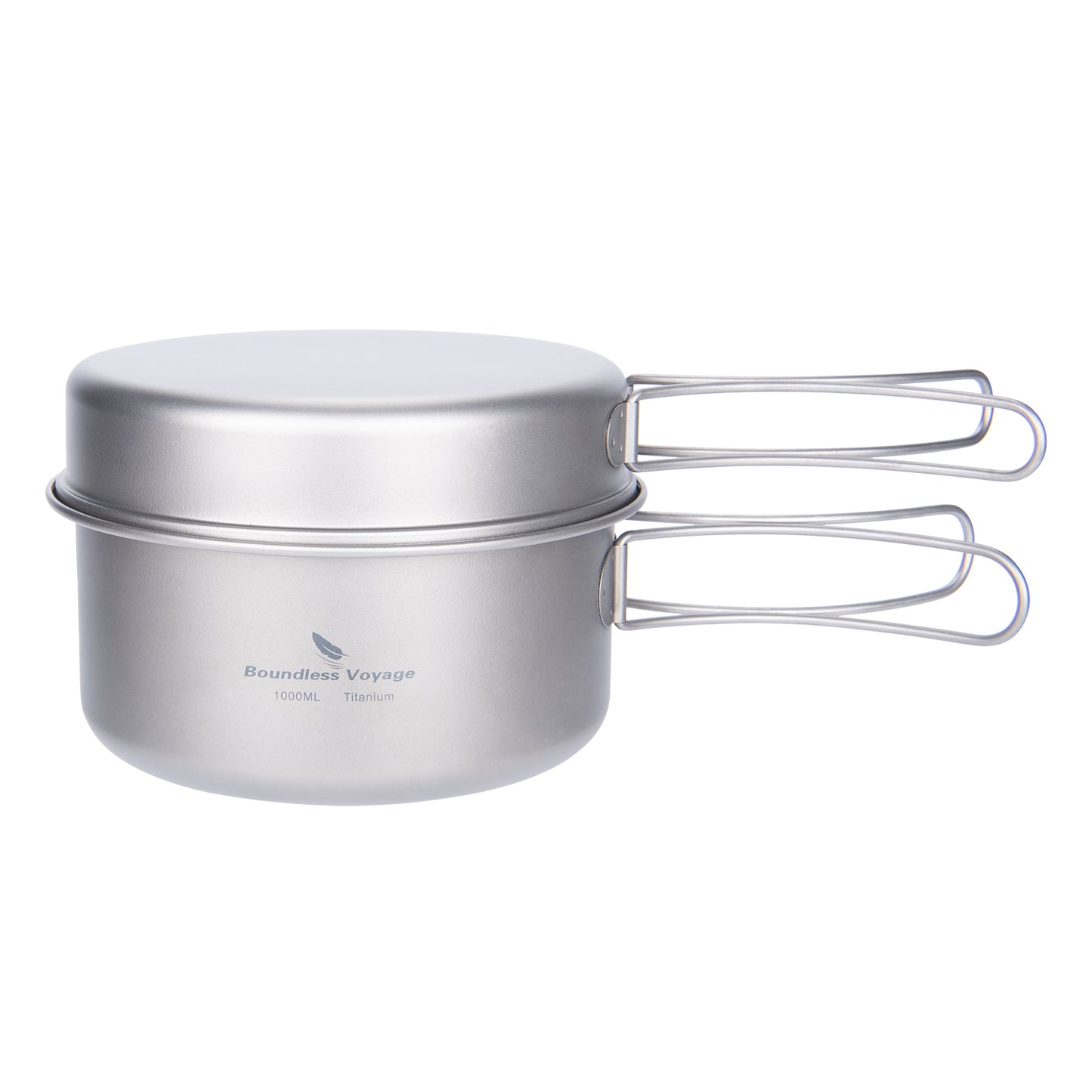 Boundless Voyage Titanium Pot & Pan Set with Collapsible Folding Handle, Portable Lightweight Cookware for Camping Hiking Backpacking Outdoor Cooking Ti2042C