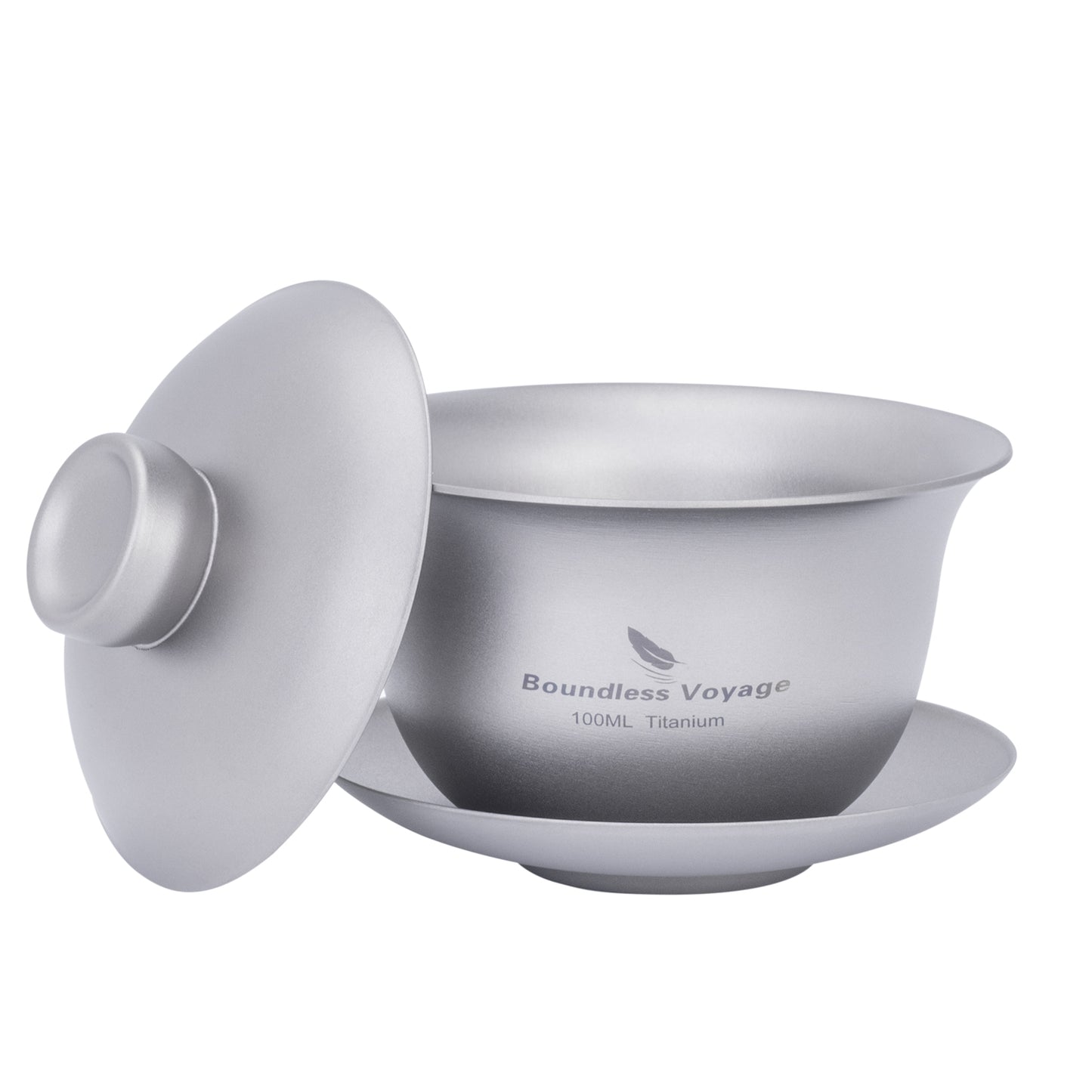 Boundless Voyage 100ml Titanium Double-Walled Gaiwan, Traditional Chinese Three-Talent Triad Covered Tea Bowl, Anti-Scald Kung Fu Tea Set for Home Tea Brewing Ti3143D