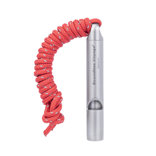 Boundless Voyage Titanpfeife Notfall-Überlebenspfeife mit Lanyard laut für Outdoor-Camping Wandern Trainer Training Sport Schlüsselanhängerpfeife Ti9014O